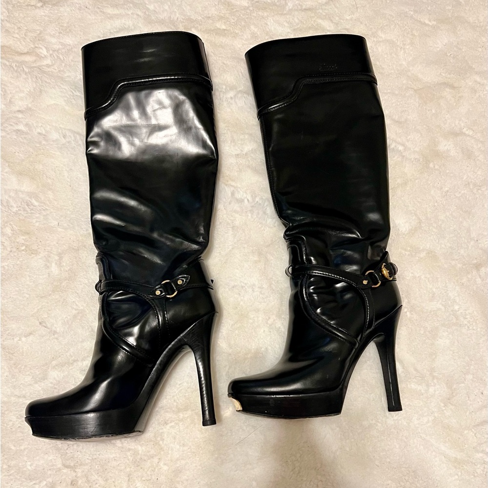 Authentic GUCCI tall black boots size 10.
